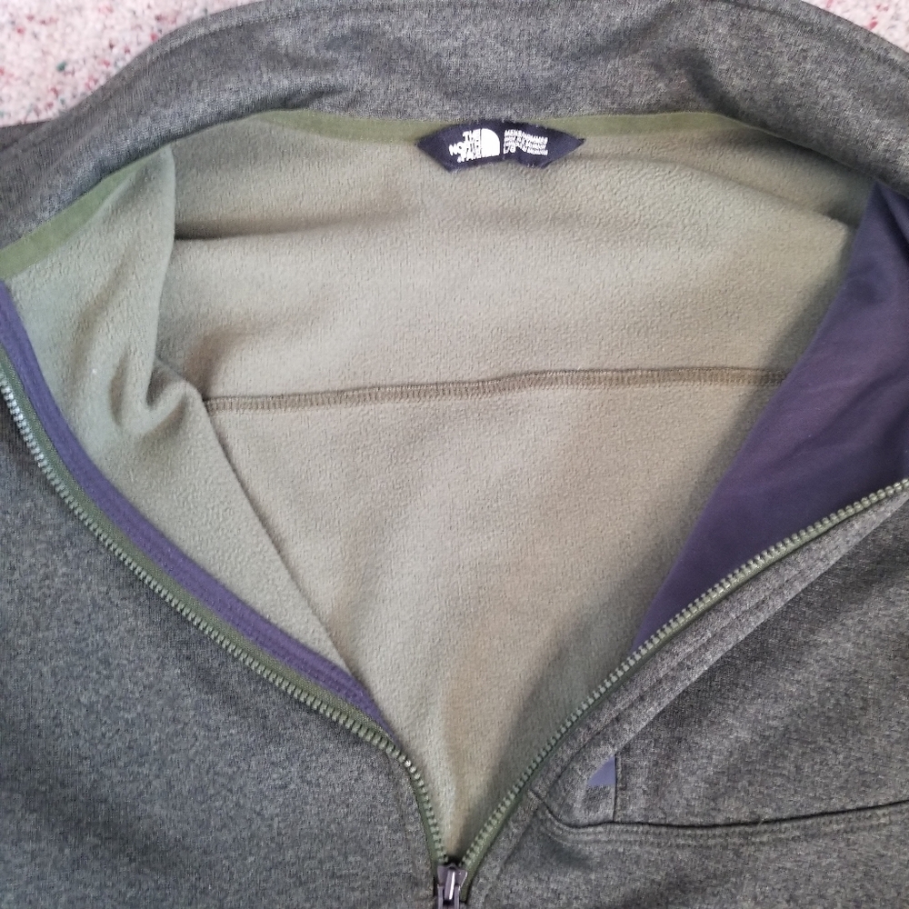 The North Face Green Thermal Jacket Fleece Lined Half Zip Mens L - Picture 4 of 8